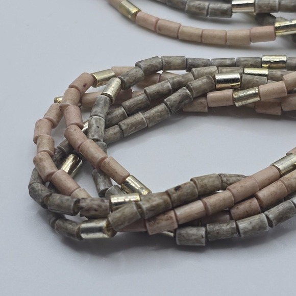 Handmade Multi-Strand Stone and Metal Bead Necklace Southwestern Boho Tribal - Picture 2 of 11